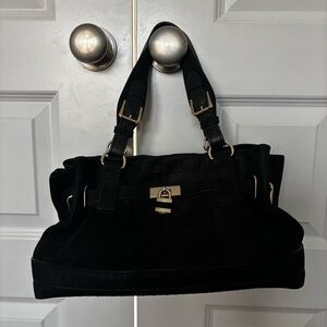 Reiss Classic Black Suede Satchel Bleecker mint